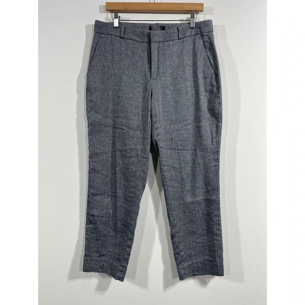 Banana Republic‎ Preppy Linen Cotton Straight Leg Trousers Pants Womens 10 Boho